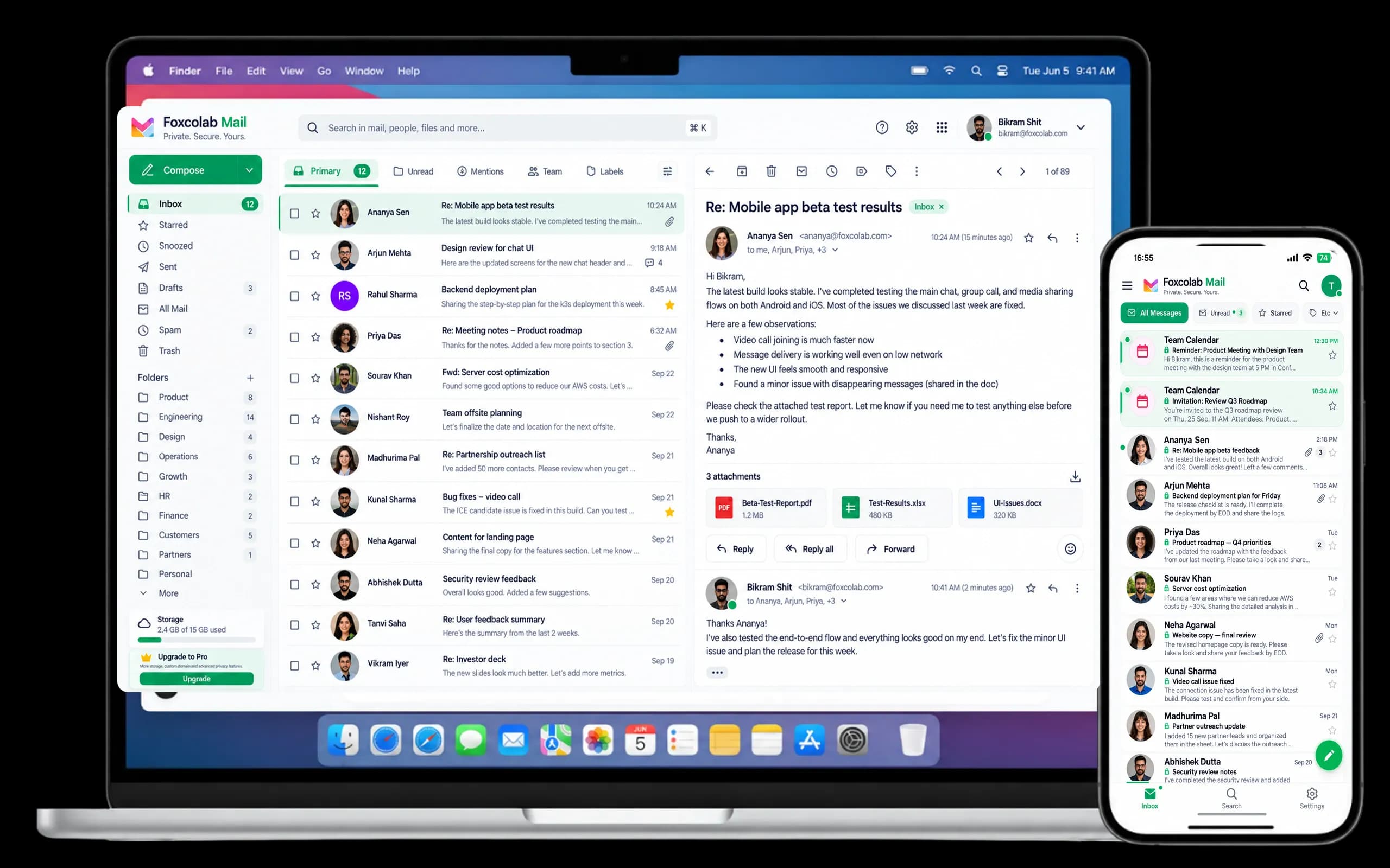 Foxcolab Mail Encrypted Dashboard